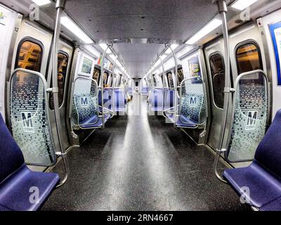 [Metro Washington DC] metropolitana WASHINGTON DC, Stati Uniti - all'interno di uno dei nuovi vagoni ferroviari della Washington DC Metro. Foto Stock