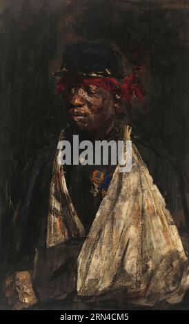 Ritratto di un soldato KNIL ferito. Isaac Israels. 1882. Il soggetto è un soldato ghanese noto come Kees Pop quando si unì all'esercito coloniale olandese. Il suo nome africano non è noto. Foto Stock