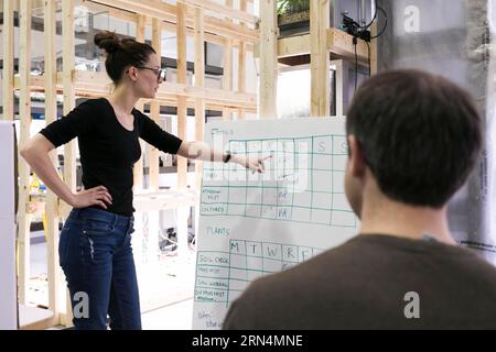 Donna che mostra una collega Foto Stock