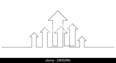 frecce verso l'alto illustrazione del vettore di disegno di una linea. obiettivo di crescita aziendale e concetto di successo della leadership nel lavoro di squadra Illustrazione Vettoriale