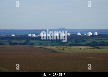 Stazione di ascolto RAF Menwith Hill vicino ad Harrogate, North Yorkshire Foto Stock