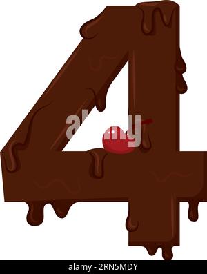 Candy colorato isolato numero 4 Typography Vector Illustrazione Vettoriale