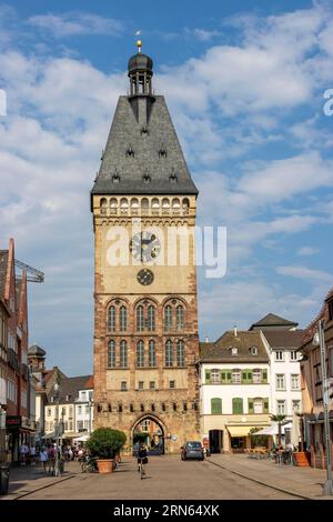 Vecchia porta occidentale della città, chiamata Altpoertel, Speyer, Renania-Palatinato, Germania Foto Stock