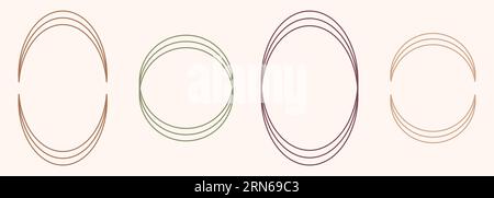 Montature ad arco dalla linea estetica moderna e minimalista in stile boho alla moda. Il moderno design vettoriale Y2K delinea gli elementi: Forma geometrica per banner e social media Illustrazione Vettoriale