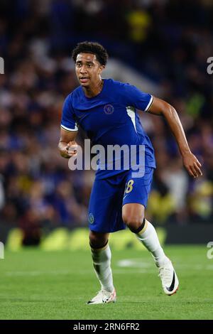 LONDRA, Regno Unito - 30 agosto 2023: Bashir Humphreys del Chelsea durante la partita di secondo turno della EFL Cup tra Chelsea e AFC Wimbledon allo Stamford Bridge ( Foto Stock