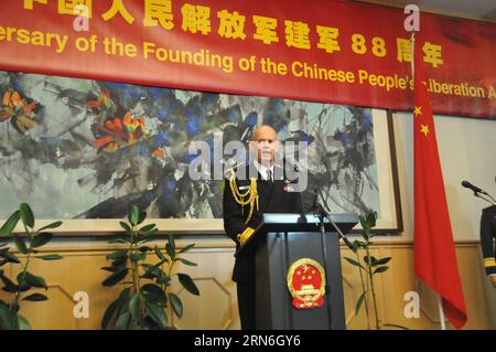 (150727) - WELLINGTON, 27 luglio 2015 -- il contrammiraglio Jack Steer, capo della marina neozelandese, si rivolge a un ricevimento per celebrare il 88° anniversario della fondazione dell'Esercito Popolare Cinese di Liberazione (PLA) a Wellington, nuova Zelanda, 27 luglio 2015. Il contrammiraglio Jack Steer ha detto alla reception che il rapporto costruttivo di difesa tra la forza di difesa neozelandese e il PLA cinese si basa sul rispetto e l'apertura. NEW ZEALAND-WELLINGTON-88TH PLA ANNIVERSARY-RECEPTION SuxLiang PUBLICATIONxNOTxINxCHN 150727 Wellington luglio 27 2015 il contrammiraglio Jack Steer New Zealand Chief of Navy ad Foto Stock