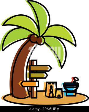 Set di icone di schizzo estive colorate Vector Illustrazione Vettoriale