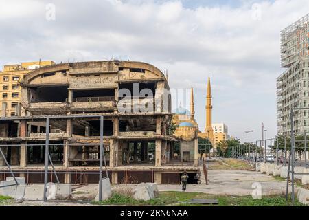 "The Egg" nel centro di Beirut, vecchio edificio cinematografico, Libano Foto Stock