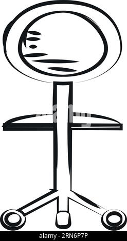 Schizzo isolato di una sedia da ufficio Vector Illustrazione Vettoriale