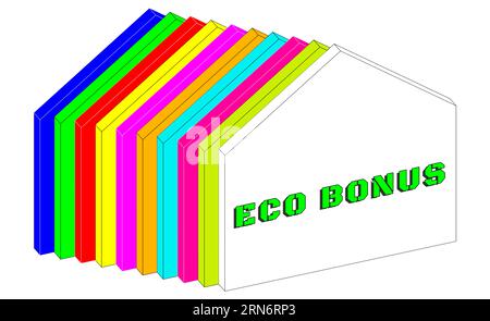 Casa, edificio, simbolo geometrico, sagome di edifici, schema istantaneo. Logo essenziale per rappresentare l'idea di casa in sintesi. bonus eco Foto Stock