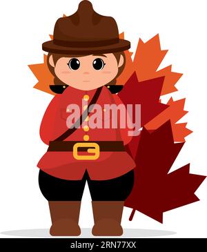Carino cartoni animati femminile della foresta ranger con Leaves Vector Illustrazione Vettoriale