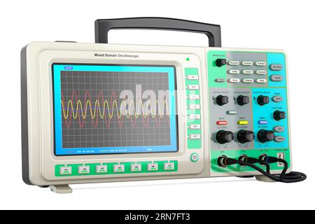Oscilloscopio digitale, rendering 3D isolato su sfondo bianco Foto Stock
