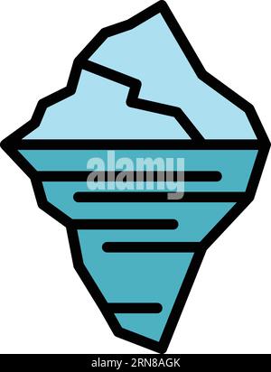 Data iceberg icon outline Vector (vettore di contorno dell'icona iceberg dati). Ghiaccio ghiacciato. Rischio di onde di colore piatto Illustrazione Vettoriale