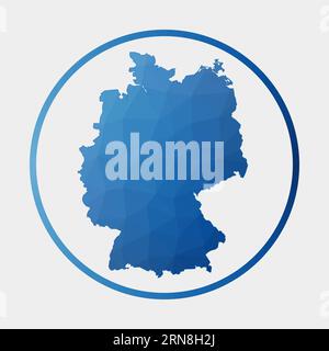 Icona della Germania. Mappa poligonale del paese in anello gradiente. Segno rotondo basso Poly Germany. Illustrazione vettoriale. Illustrazione Vettoriale