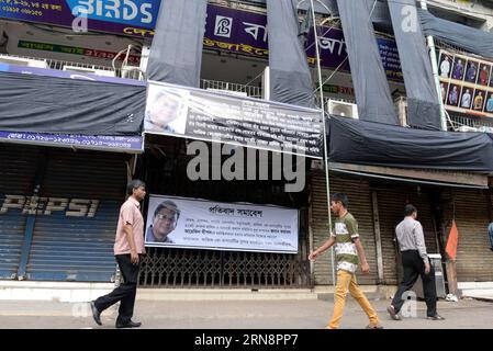 (151102) -- DHAKA, Nov. 2, 2015 -- People pass by a banner bearing the image of Bangladeshi publisher Faisal Arefin Dipan, who was murdered in an attack in Dhaka, Bangladesh, Nov. 2, 2015. ) BANGLADESH-DHAKA-MARCH-DEMANDING JUSTICE SharifulxIslam PUBLICATIONxNOTxINxCHN   Dhaka Nov 2 2015 Celebrities Passport by a Banner Bearing The Image of Bangladeshi Publisher Faisal   Who what murdered in to Attack in Dhaka Bangladesh Nov 2 2015 Bangladesh Dhaka March demanding Justice SharifulxIslam PUBLICATIONxNOTxINxCHN Stock Photo