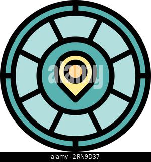 Asylum lcoation icon outline vector. Migrant people. Poor help color flat Stock Vector