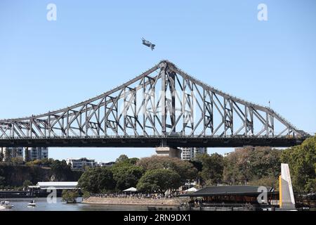 La Royal Australian Air Force, nota anche come RAAF, pratica il sorvolo della città di Brisbane, Brisbane, Australia. 1 settembre 2023. (Foto di Patrick Hoelscher/News Images) a Brisbane, Australia il 1/9/2023. (Foto di Patrick Hoelscher/News Images/Sipa USA) credito: SIPA USA/Alamy Live News Foto Stock