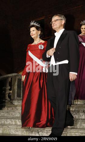 (151210) -- STOCKHOLM, Dec. 10, 2015 -- Sweden s Queen Silvia (L) attends traditional Nobel Banquet at city hall in Stockholm, capital of Sweden, Dec. 10, 2015. ) SWEDEN-STOCKHOLM-NOBEL-PRIZE-AWARD-BANQUET YexPingfan PUBLICATIONxNOTxINxCHN   151210 Stockholm DEC 10 2015 Sweden S Queen Silvia l Attends Traditional Nobel Banquet AT City Hall in Stockholm Capital of Sweden DEC 10 2015 Sweden Stockholm Nobel Prize Award Banquet YexPingfan PUBLICATIONxNOTxINxCHN Stock Photo