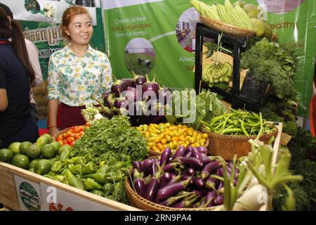 (151215) -- PHNOM PENH, Dec. 15, 2015 -- Photo taken on Dec. 15, 2015 shows home-grown vegetables displayed at an annual trade expo in Phnom Penh, Cambodia. The 10th Cambodia Import-Export and One Province One Product Exhibition kicked off here on Tuesday, aiming to boost trade and investment, Commerce Minister Sun Chanthol said. ) CAMBODIA-PHNOM PENH-TRADE EXHIBITION Sovannara PUBLICATIONxNOTxINxCHN   151215 Phnom Penh DEC 15 2015 Photo Taken ON DEC 15 2015 Shows Home Grown Vegetables displayed AT to Annual Trade EXPO in Phnom Penh Cambodia The 10th Cambodia Import Export and One Province One Stock Photo