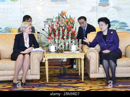 (151217) -- BEIJING, Dec. 17, 2015 -- Chinese Vice Premier Liu Yandong (R) meets with Russian Deputy Prime Minister Olga Golodets in Beijing, capital of China, Dec. 17, 2015. ) (zkr) CHINA-LIU YANDONG-RUSSIAN-OLGA GOLODETS-MEETING(CN) GaoxJie PUBLICATIONxNOTxINxCHN   151217 Beijing DEC 17 2015 Chinese Vice Premier Liu Yandong r Meets With Russian Deputy Prime Ministers Olga Golodets in Beijing Capital of China DEC 17 2015 CCR China Liu Yandong Russian Olga Golodets Meeting CN GaoxJie PUBLICATIONxNOTxINxCHN Stock Photo