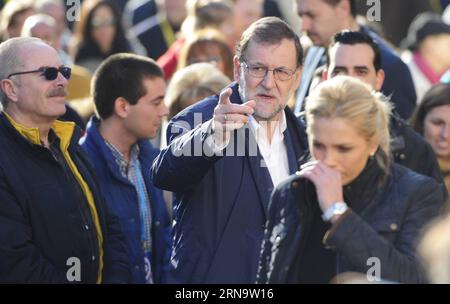 (151220) -- MADRID, Dec. 20, 2015 -- Spanish Prime Minister and leader of Popular Party Mariano Rajoy (C) arrives at a polling station to cast his vote in Madrid, capital of Spain, on Dec. 20, 2015. The general elections of Spain kicked off on Sunday. ) SPAIN-MADRID-GENERAL ELECTIONS Eduardo PUBLICATIONxNOTxINxCHN   151220 Madrid DEC 20 2015 Spanish Prime Ministers and Leader of Popular Party Mariano Rajoy C arrives AT a Polling Station to Cast His VOTE in Madrid Capital of Spain ON DEC 20 2015 The General Elections of Spain kicked off ON Sunday Spain Madrid General Elections Eduardo PUBLICATI Stock Photo