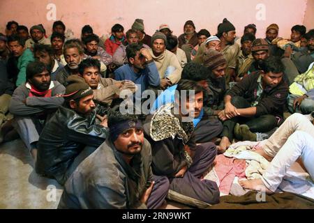 (151221) -- KARACHI, Dec. 21, 2015 -- Arrested Indian fishermen sit in a police lockup in southern Pakistani port city of Karachi on Dec. 21, 2015. Pakistani marine force arrested 66 Indian fishermen on Monday for allegedly violating Pakistan s territorial waters in the Arabian Sea, police said. ) PAKISTAN-KARACHI-INDIAN FISHERMEN-ARREST Arshad PUBLICATIONxNOTxINxCHN   151221 Karachi DEC 21 2015 Arrested Indian Fishermen Sit in a Police lockup in Southern Pakistani Port City of Karachi ON DEC 21 2015 Pakistani Navy Force Arrested 66 Indian Fishermen ON Monday for allegedly violating Pakistan S Stock Photo