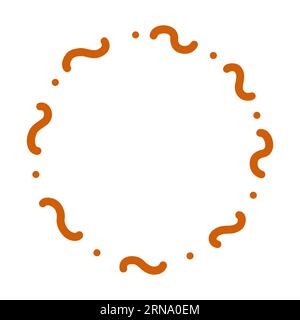 Cornice rotonda arancione astratta fatta di zigzag e punti. Metti in risalto la forma su sfondo bianco, decora per le vacanze per cartoline o biglietti da visita. Colorfu Illustrazione Vettoriale