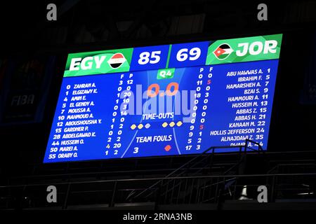 Asia Arena, Manila, Filippine. 31 agosto 2023. Vista generale, 31 AGOSTO 2023 - Basket - FIBA World Cup 2023 - Classification Round 17-32 Group N Between Egypt 85-69 Jordan at Mall of Asia Arena, Manila, Filippine. Credito: SportsPressJP/AFLO/Alamy Live News Foto Stock