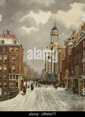 Gezicht op de Kipstraat met rechts de gevel van het oude stadhuis by Franciscus Lodewijk van Gulik Stock Photo