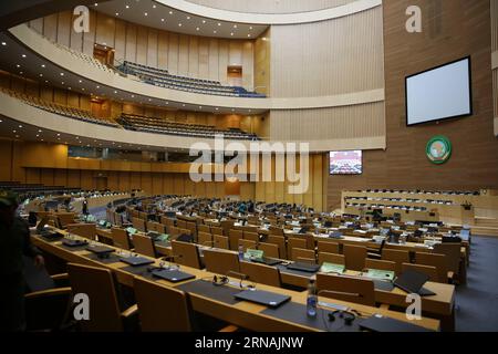 Bilder des Tages (160129) -- ADDIS ABABA, Jan. 29, 2016 -- A conference hall is seen at the African Union (AU) Headquarters in Addis Ababa, Ethiopia, on Jan. 29, 2016. The summit of the AU heads of states will be held from Jan. 30 to 31, under the theme of Year of Human Rights, with a special focus on the rights of women. ) ETHIOPIA-ADDIS ABABA-26TH AU SUMMIT PanxSiwei PUBLICATIONxNOTxINxCHN   Images the Day  Addis Ababa Jan 29 2016 a Conference Hall IS Lakes AT The African Union Au Headquarters in Addis Ababa Ethiopia ON Jan 29 2016 The Summit of The Au Heads of States will Be Hero from Jan 3 Stock Photo