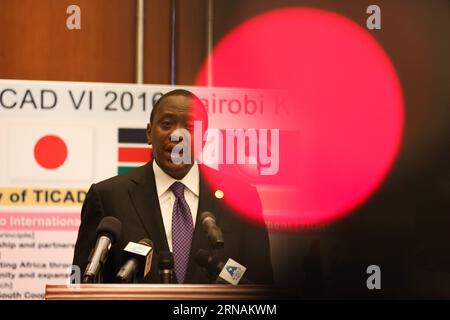 (160131) -- ADDIS ABEBA, 31 gennaio 2016 -- il presidente keniota Uhuru Kenyatta parla durante una conferenza stampa ad Addis Abeba, capitale dell'Etiopia, il 31 gennaio 2016. La sesta Conferenza internazionale di Tokyo sullo sviluppo africano (TICAD) si terrà in Kenya dal 27 al 28 agosto, il presidente Uhuru Kenyatta ha annunciato domenica a margine del vertice dei capi di Stato dell'UA ad Addis Abeba . ) ETIOPIA-ADDIS ABEBA-KENYA-GIAPPONE-TICAD PanxSiwei PUBLICATIONxNOTxINxCHN Addis Abeba gennaio 31 2016 il presidente del Kenya Uhuru Kenyatta parla durante una conferenza stampa ad Addis Abeba capitale dell'Etiopia IL 31 201 gennaio Foto Stock