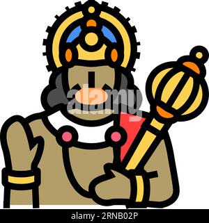 hanuman induismo religione colore icona illustrazione vettoriale Illustrazione Vettoriale