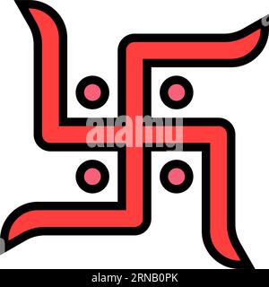 illustrazione vettoriale con icona a colori swastika hinduism Illustrazione Vettoriale