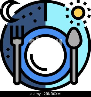 illustrazione vettoriale dell'icona di colore luna solare a digiuno Illustrazione Vettoriale