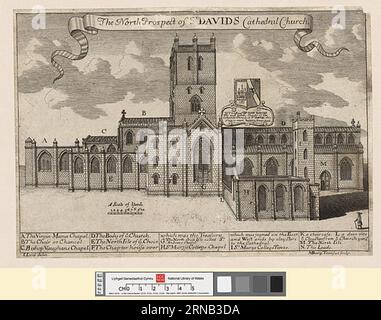La prospettiva nord di St. David's Cathedral Church circa 1715 di Michael Burghers Foto Stock