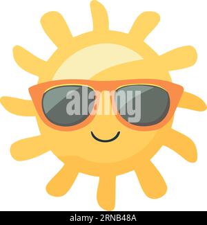 personaggio sun che indossa occhiali da sole illustrazioni vettoriali minimalistiche Illustrazione Vettoriale