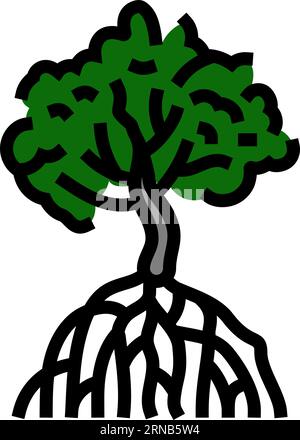 illustrazione vettoriale dell'icona di colore dell'albero delle mangrovie Illustrazione Vettoriale