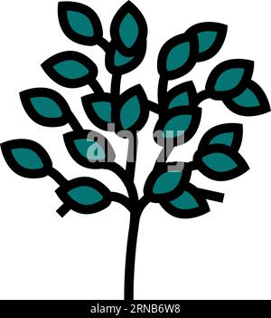 illustrazione vettoriale icona colore shintoismo ramificazione albero sakaki Illustrazione Vettoriale