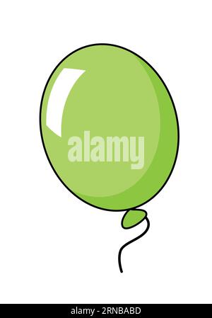 balloon - one green party balloon, color cartoon vector illustration isolated on white Illustrazione Vettoriale