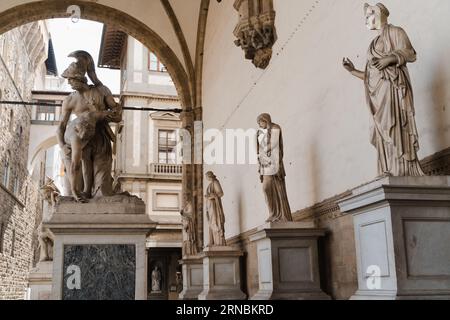 Sculture nella Loggia di Lanzi, Firenze Foto Stock