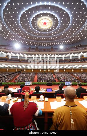 (160312) -- PECHINO, 12 marzo 2016 -- la quarta riunione plenaria della quarta sessione del Comitato Nazionale della XII Conferenza politica consultiva del popolo cinese si tiene presso la grande sala del popolo a Pechino, capitale della Cina, il 12 marzo 2016. )(mcg) (DUE SESSIONI)CINA-PECHINO-CPPCC-4A RIUNIONE PLENARIA (CN) MaxZhancheng PUBLICATIONxNOTxINxCHN 160312 Pechino 12 marzo 2016 la quarta riunione Plenaria della quarta sessione del 12° Comitato Nazionale della Conferenza consultiva politica delle celebrità cinesi È eroe NELLA sala grande delle celebrità di Pechino Capit Foto Stock
