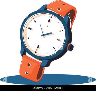 Orologio da polso in stile piatto UX UI isolato sullo sfondo Illustrazione Vettoriale