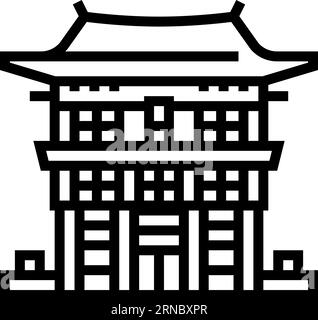 miko shrine maiden shintoism line icon vector illustration Stock Vector