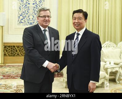 (160315) -- BEIJING, March 15, 2016 -- Chinese Vice President Li Yuanchao (R) meets with former Polish President Bronislaw Komorowski in Beijing, capital of China, March 15, 2015. ) (zkr) CHINA-BEIJING-LI YUANCHAO-POLAND-KOMOROWSKI-MEETING(CN) XiexHuanchi PUBLICATIONxNOTxINxCHN   Beijing March 15 2016 Chinese Vice President left Yuan Chao r Meets With Former Polish President Bronislaw Komorowski in Beijing Capital of China March 15 2015 CCR China Beijing left Yuan Chao Poland Komorowski Meeting CN XiexHuanchi PUBLICATIONxNOTxINxCHN Stock Photo