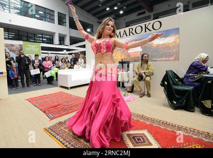 (160319) -- ZAGREB, March 19, 2016 -- A belly dancer performs traditional Moroccan dance during the 5th Place2go International Tourism Fair in Zagreb, capital of Croatia, March 19, 2016. A total of 160 exhibitors from 20 countries took part in the fair kicked off on Friday. ) CROATIA-ZAGREB-INTERNATIONAL TOURISM FAIR MisoxLisanin PUBLICATIONxNOTxINxCHN   Zagreb March 19 2016 a Belly Dancer performs Traditional Moroccan Dance during The 5th  International Tourism Fair in Zagreb Capital of Croatia March 19 2016 a total of 160 exhibitors from 20 Countries took Part in The Fair kicked off ON Frida Stock Photo