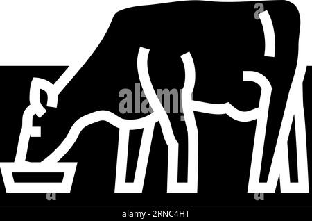 cow drinking water glyph icon vector illustration Stock Vector