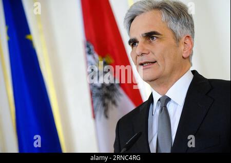 Anschläge in Brüssel: PK Werner Faymann (160322) -- VIENNA, March 22, 2016 -- Austrian Chancellor Werner Faymann speaks during a press conference in Vienna, Austria, March 22, 2016. Werner Faymann issues a statement about the Brussels explosions on Tuesday morning. )(dh) AUSTRIA-VIENNA-BRUSSELS EXPLOSIONS QianxYi PUBLICATIONxNOTxINxCHN   Attacks in Brussels press conference Werner Faymann  Vienna March 22 2016 Austrian Chancellor Werner Faymann Speaks during a Press Conference in Vienna Austria March 22 2016 Werner Faymann Issues a Statement About The Brussels Explosions ON Tuesday Morning DH Stock Photo