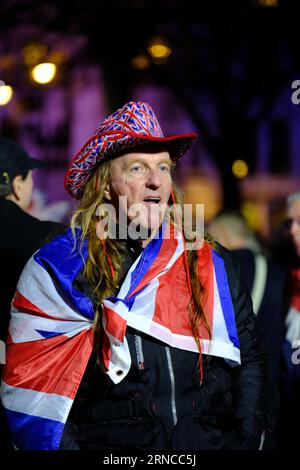 Parliament Square Garden, Londra, Regno Unito. 31 gennaio 2020. Attivisti e sostenitori celebrano l'uscita del Regno Unito dall'Unione europea. Foto Stock