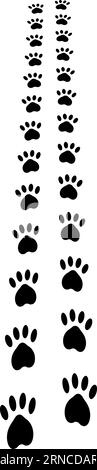 Paw Trail, paw prints animal footprints cat dog, trail run Stock Vector