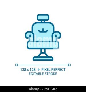Customizable salon chair thin linear blue icon Illustrazione Vettoriale